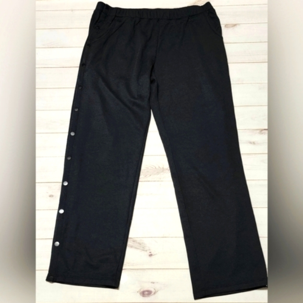 Women's Plus Black Textured Snap Button Elastic Waist Pant 2XL - New Without Tag